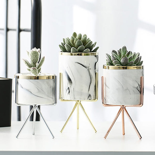 Luxurious European Italian Marble Ceramic Planter Pots