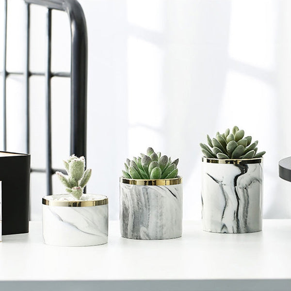 Luxurious European Italian Marble Ceramic Planter Pots