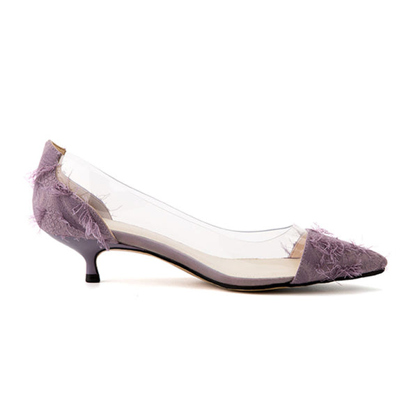 High Fashion Mid-Heel Luxury Feathered Pumps