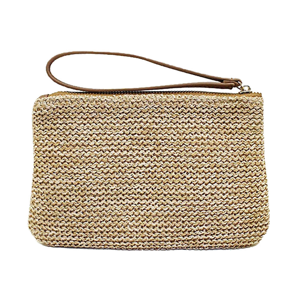 Women's Handcrafted Straw Wristlet Bag