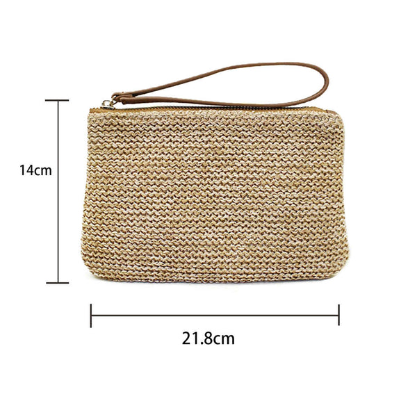 Women's Handcrafted Straw Wristlet Bag