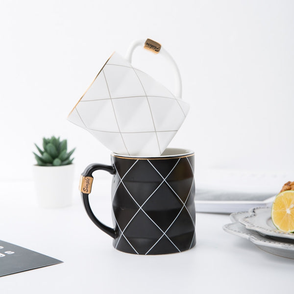 Iconic Luxury Geometric Textured Diamond Mug