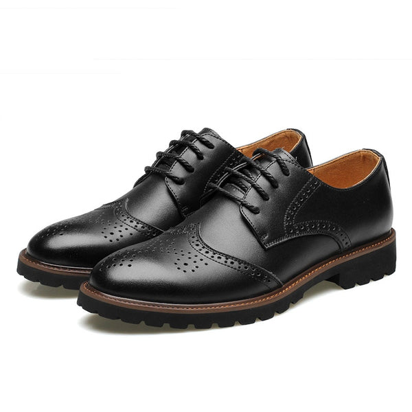 Genuine Leather Men's Wing Tipped Dress Oxfords