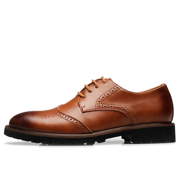 Genuine Leather Men's Wing Tipped Dress Oxfords