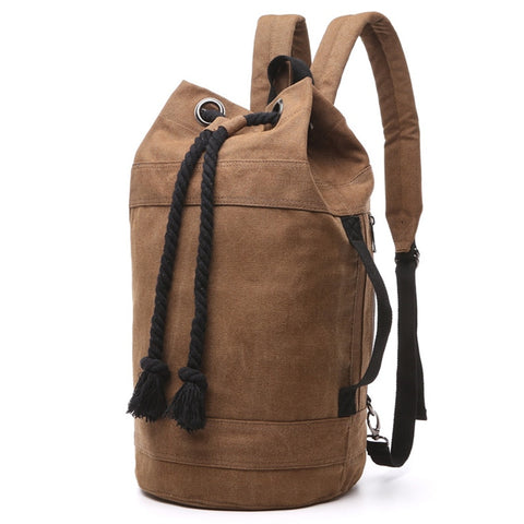 Men's Rustic Mountaineer Casual Leather Drawstring Backpack