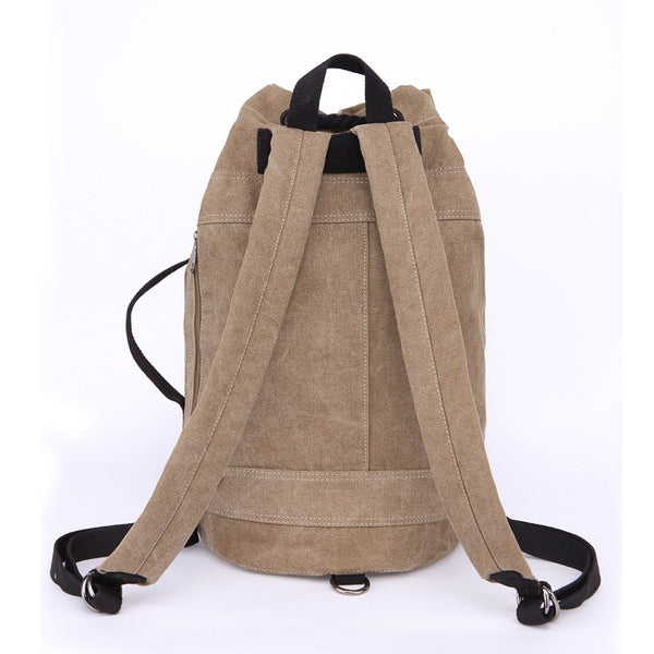 Men's Rustic Mountaineer Casual Leather Drawstring Backpack