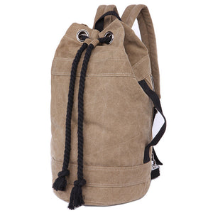 Men's Rustic Mountaineer Casual Leather Drawstring Backpack