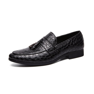 Men's Crocodile Tassel Genuine Leather Dress Loafers