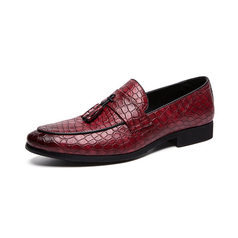 Men's Crocodile Tassel Genuine Leather Dress Loafers