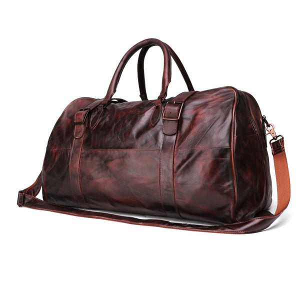 Genuine Leather Men's Luxury Weekender Duffle Bag