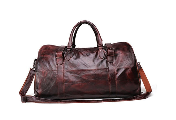 Genuine Leather Men's Luxury Weekender Duffle Bag