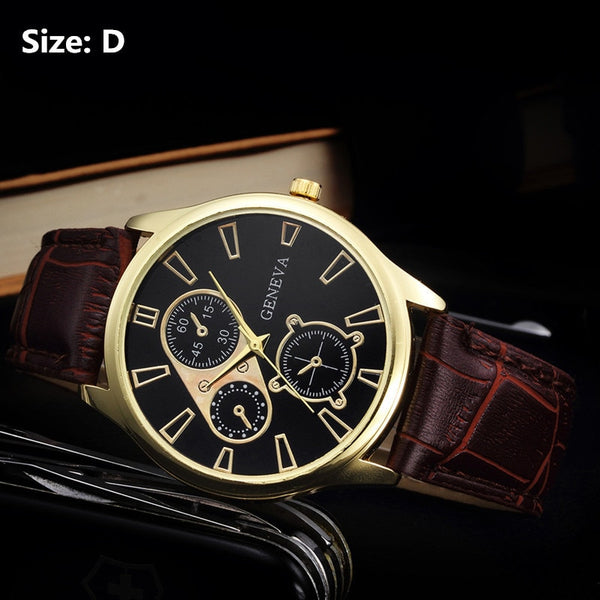 Sophisticated Chronograph Men's Leather Band Watch