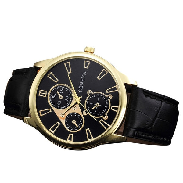 Sophisticated Chronograph Men's Leather Band Watch