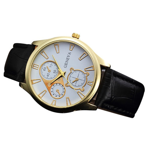 Sophisticated Chronograph Men's Leather Band Watch